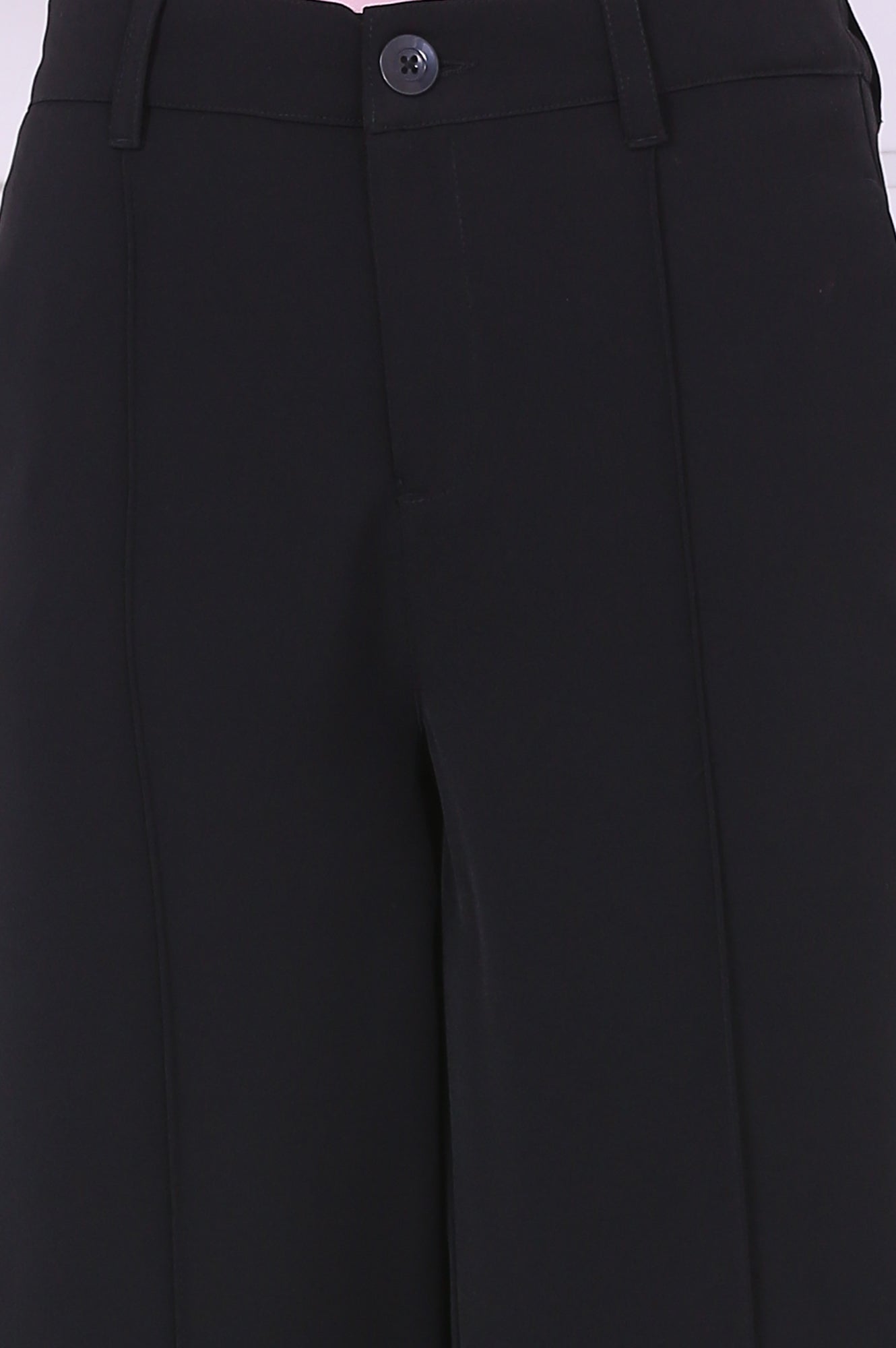 Black Solid Calf Length Culottes with YKK Zipper