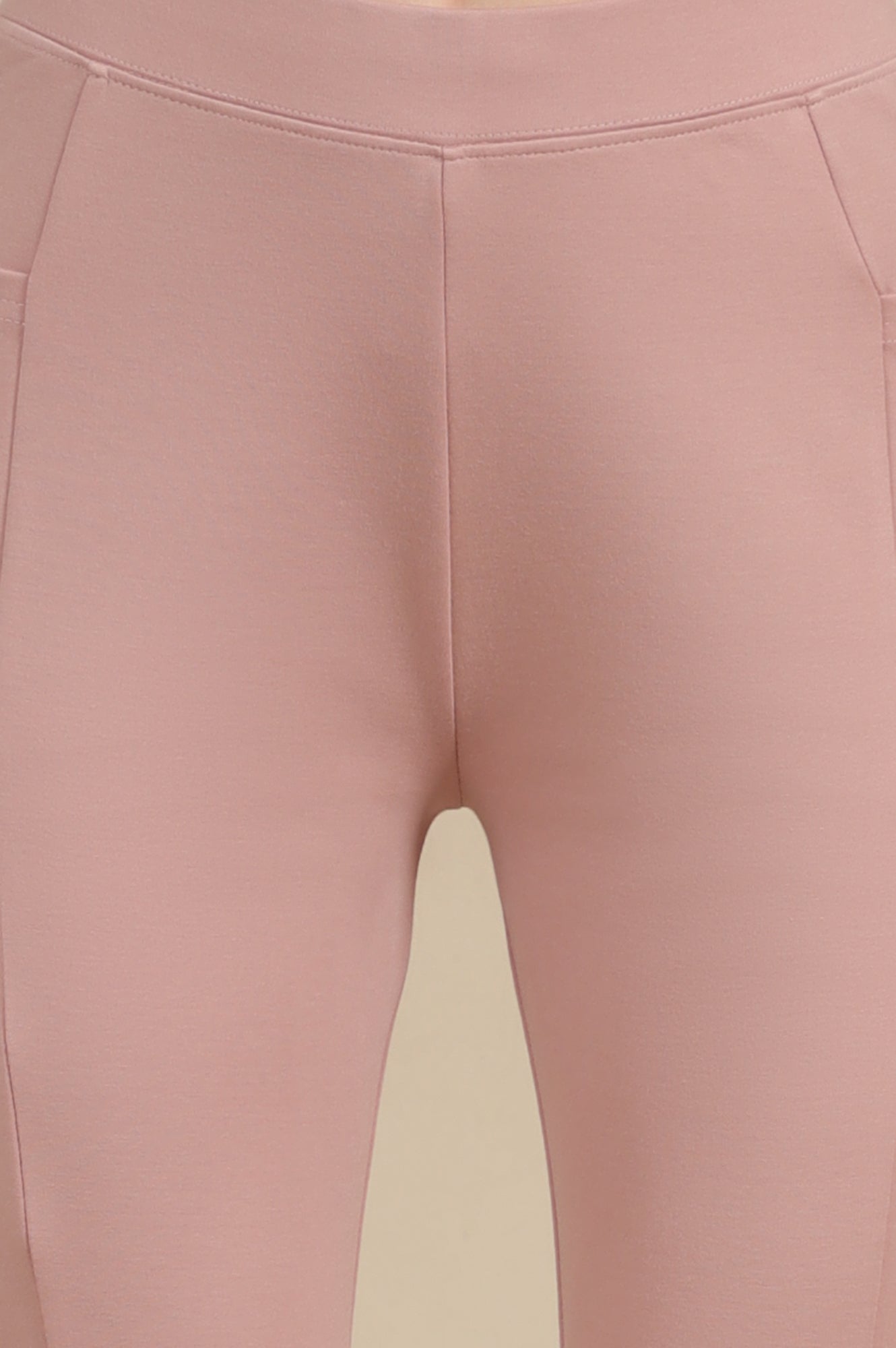 Pink Solid Skinny Fit Yoga Tights With Elasticated Waistband
