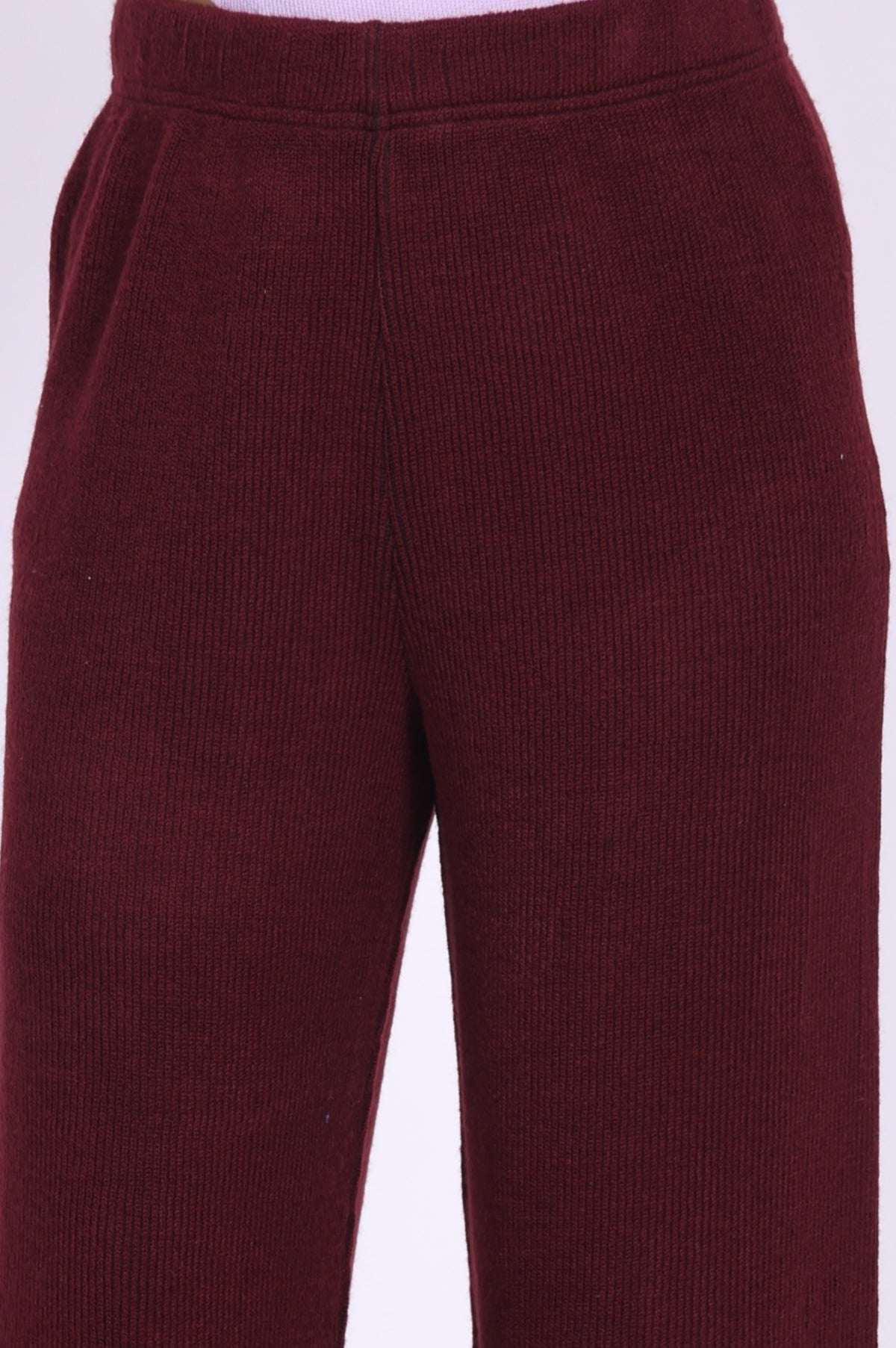 Maroon Solid Acrylic Blend Straight Fit Ankle Length Palazzo