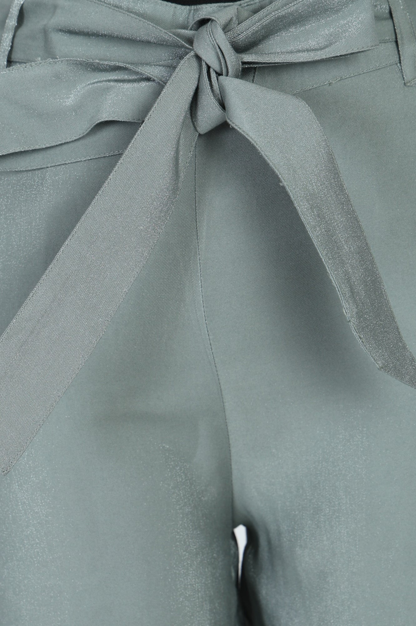 Slate Grey Yarn Dyed Solid Rayon Wide Leg High Rise Trousers