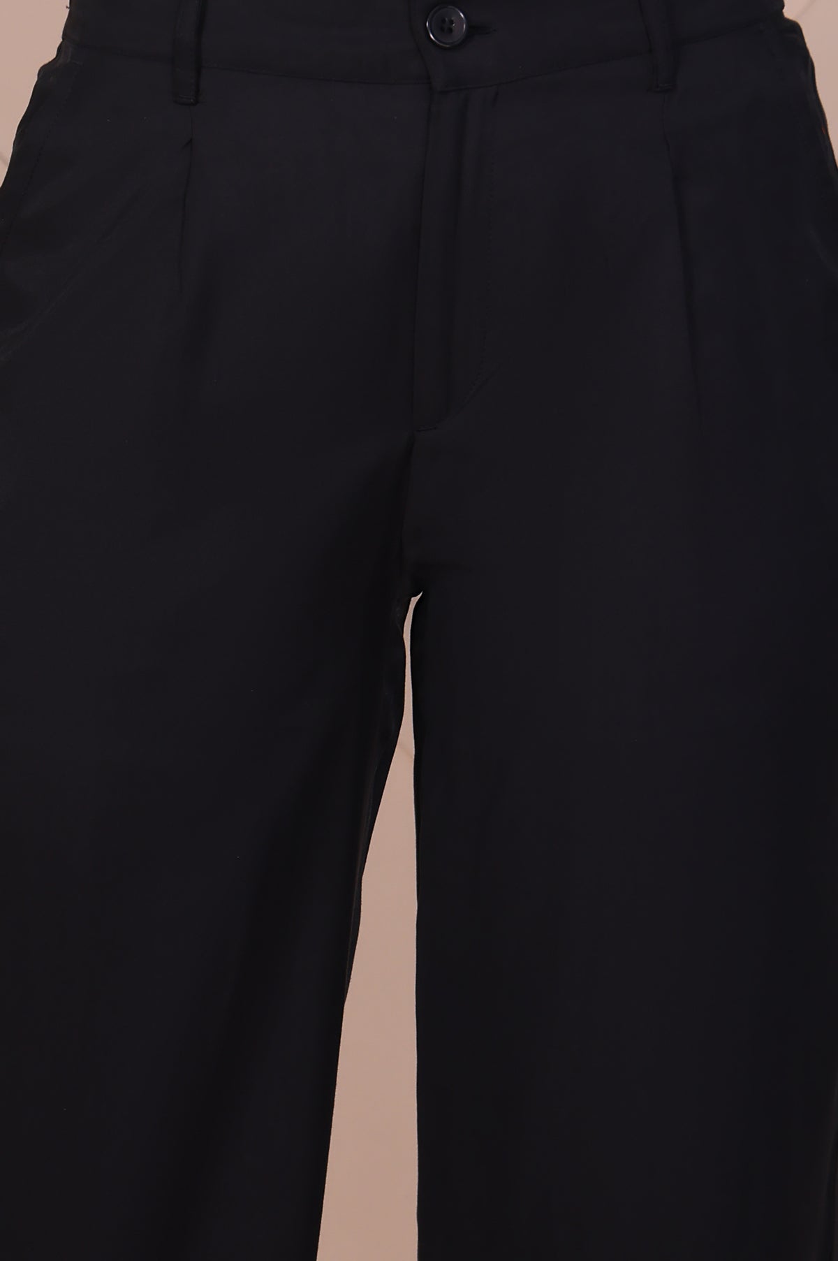 Black Solid High Rise Ankle Length Wide Leg Boss Pants