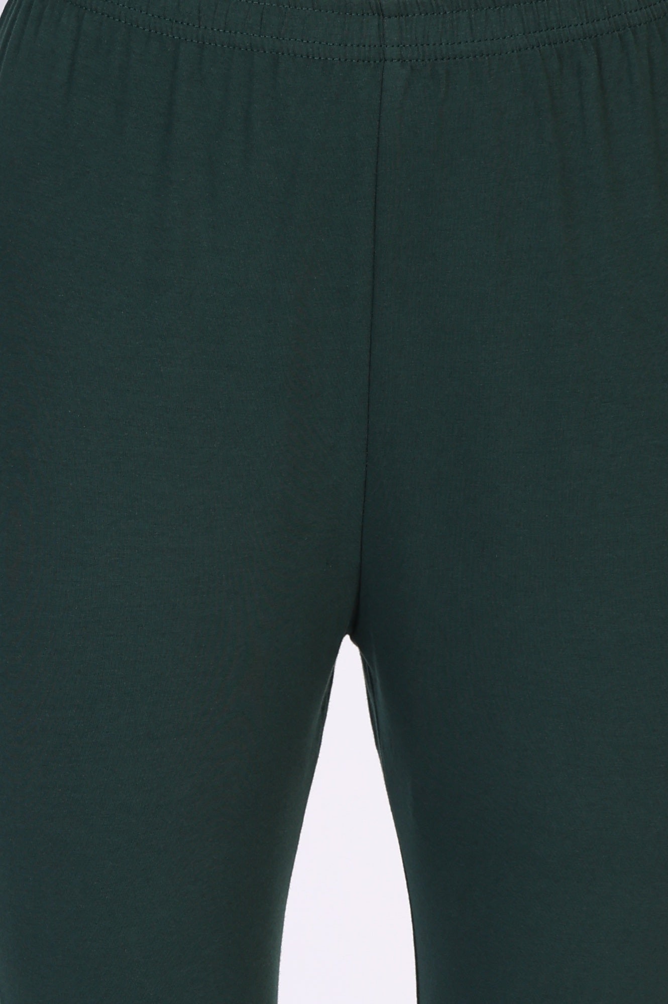 Green Solid Skinny Fit Cotton Tights