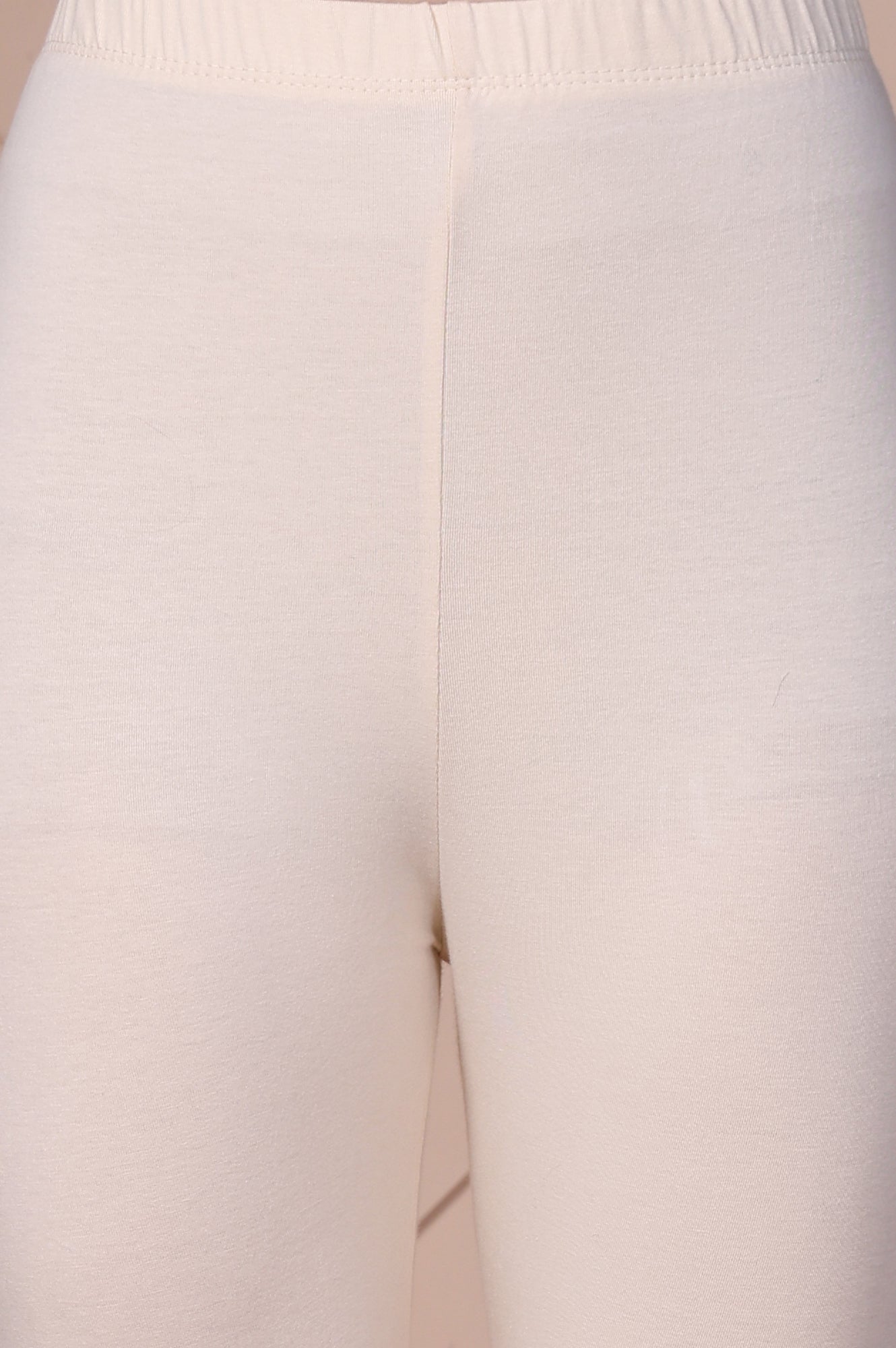 Cream Solid Cotton Tight