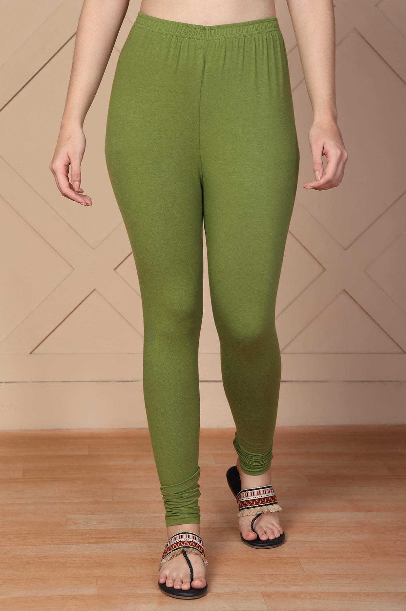 Green Solid Churidar Cotton Tight