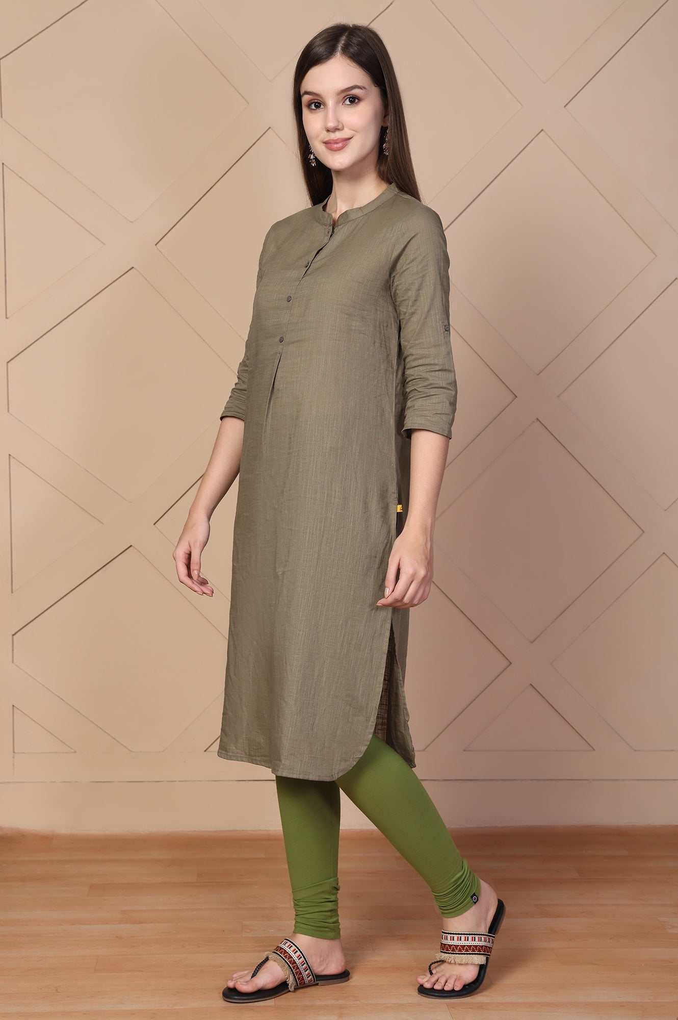 Green Solid Churidar Cotton Tight