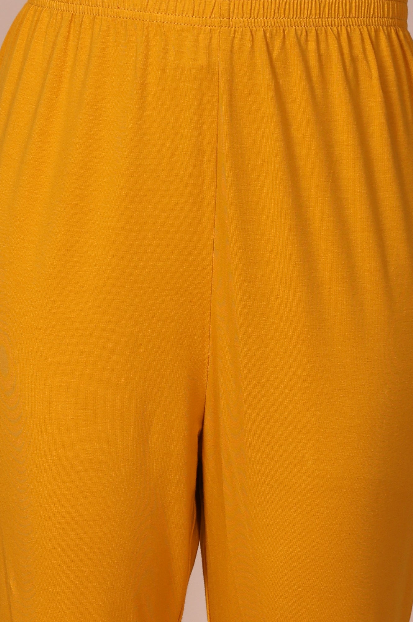 Mustard Solid High-Waisted Cotton Tights