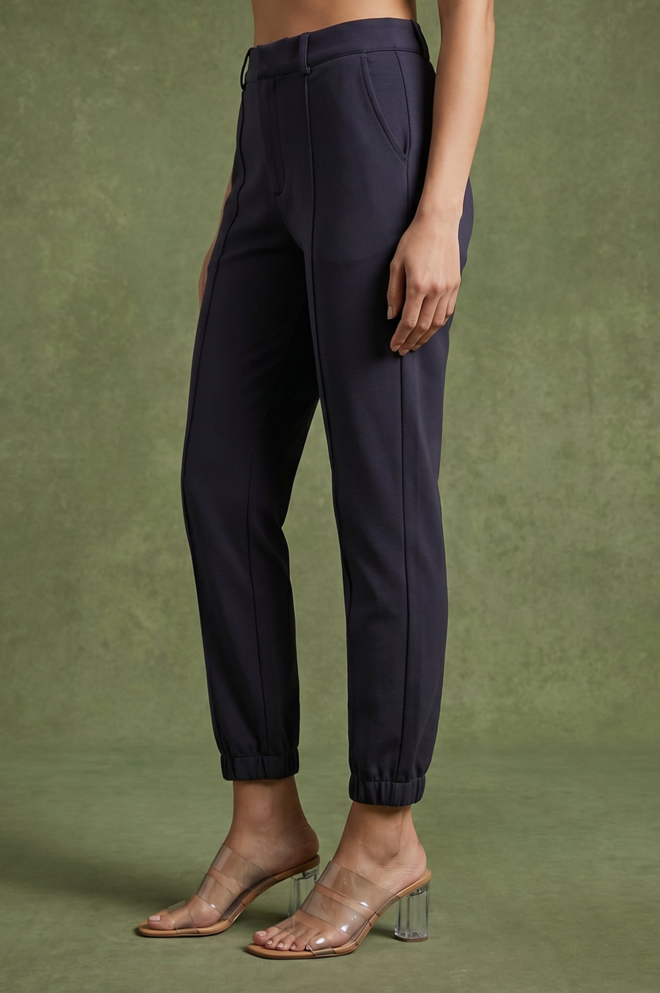 Charcoal Slim Fit Ankle Length Pants
