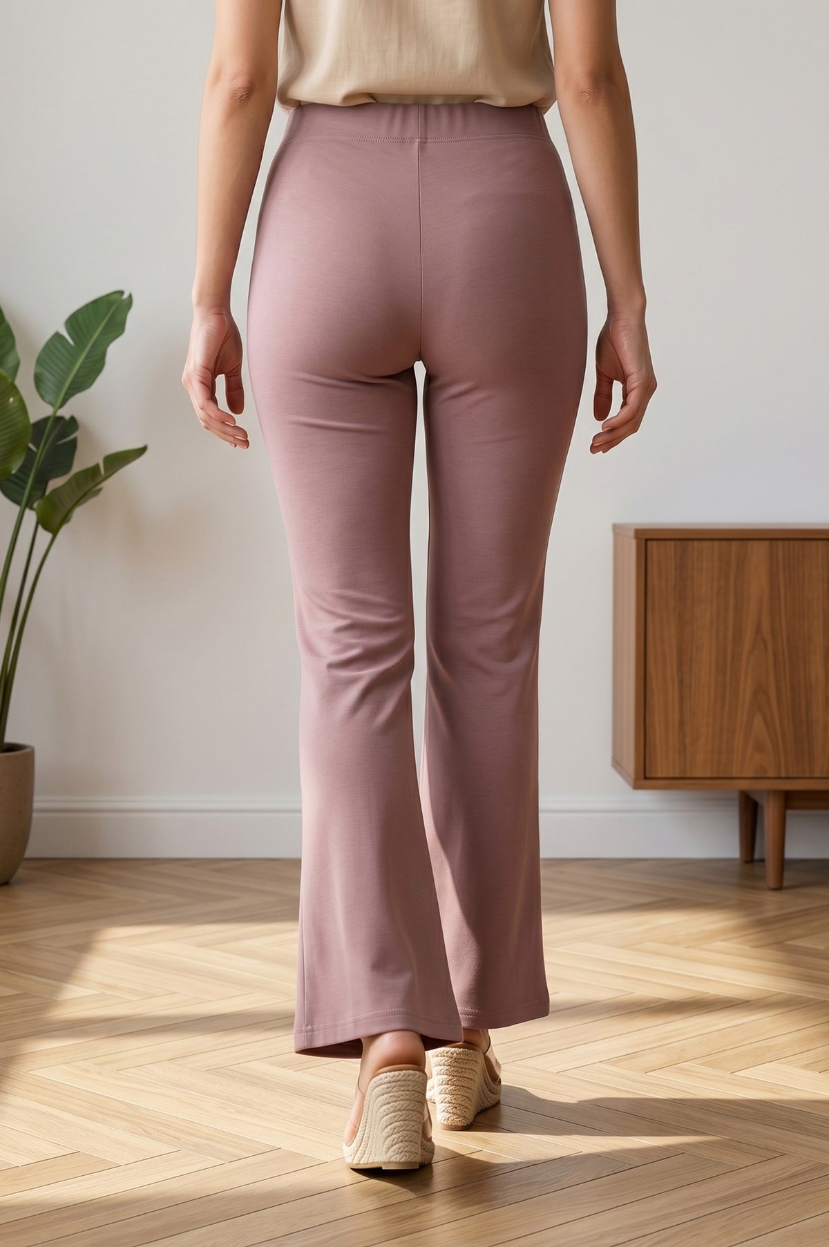 Pink Mid Rise Ankle Length Straight Fit Pants