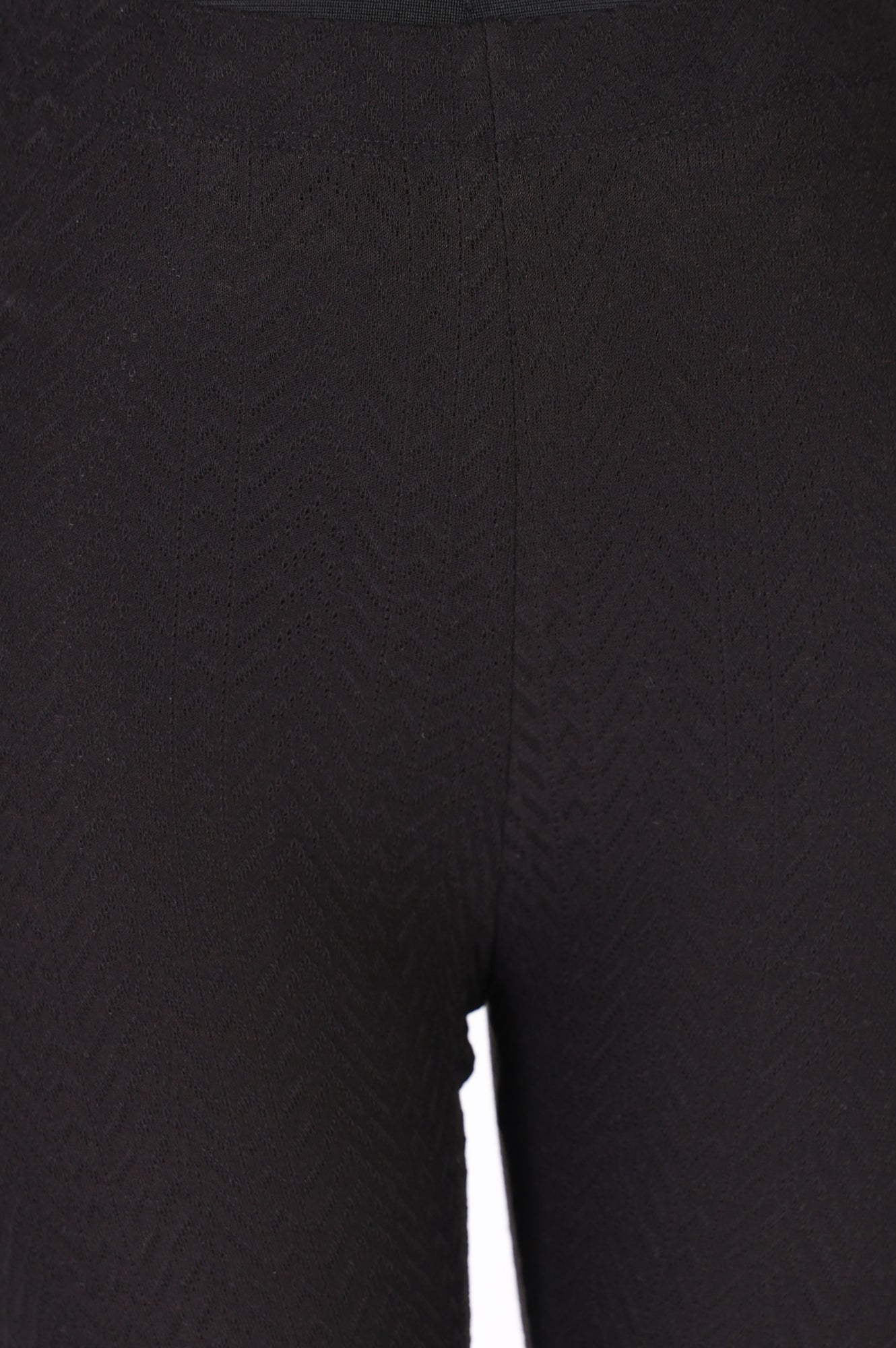 Black Textured Cotton Blend Skinny Fit Ankle Length Leggings