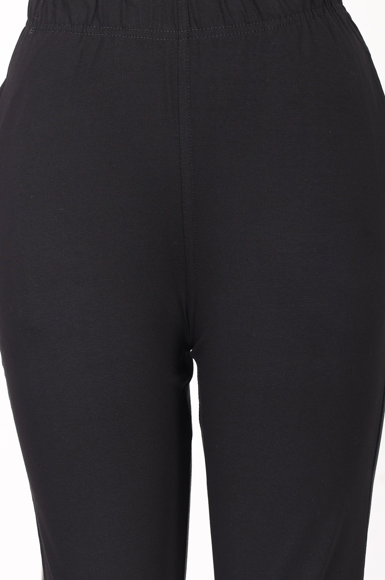Black Slim Fit Ankle Length Mid Rise Trousers
