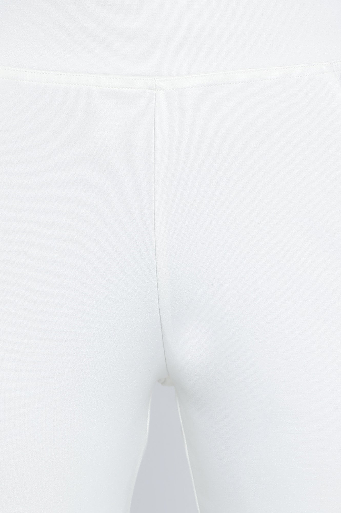 Off White Solid Mid Rise Tights in Ankle Length