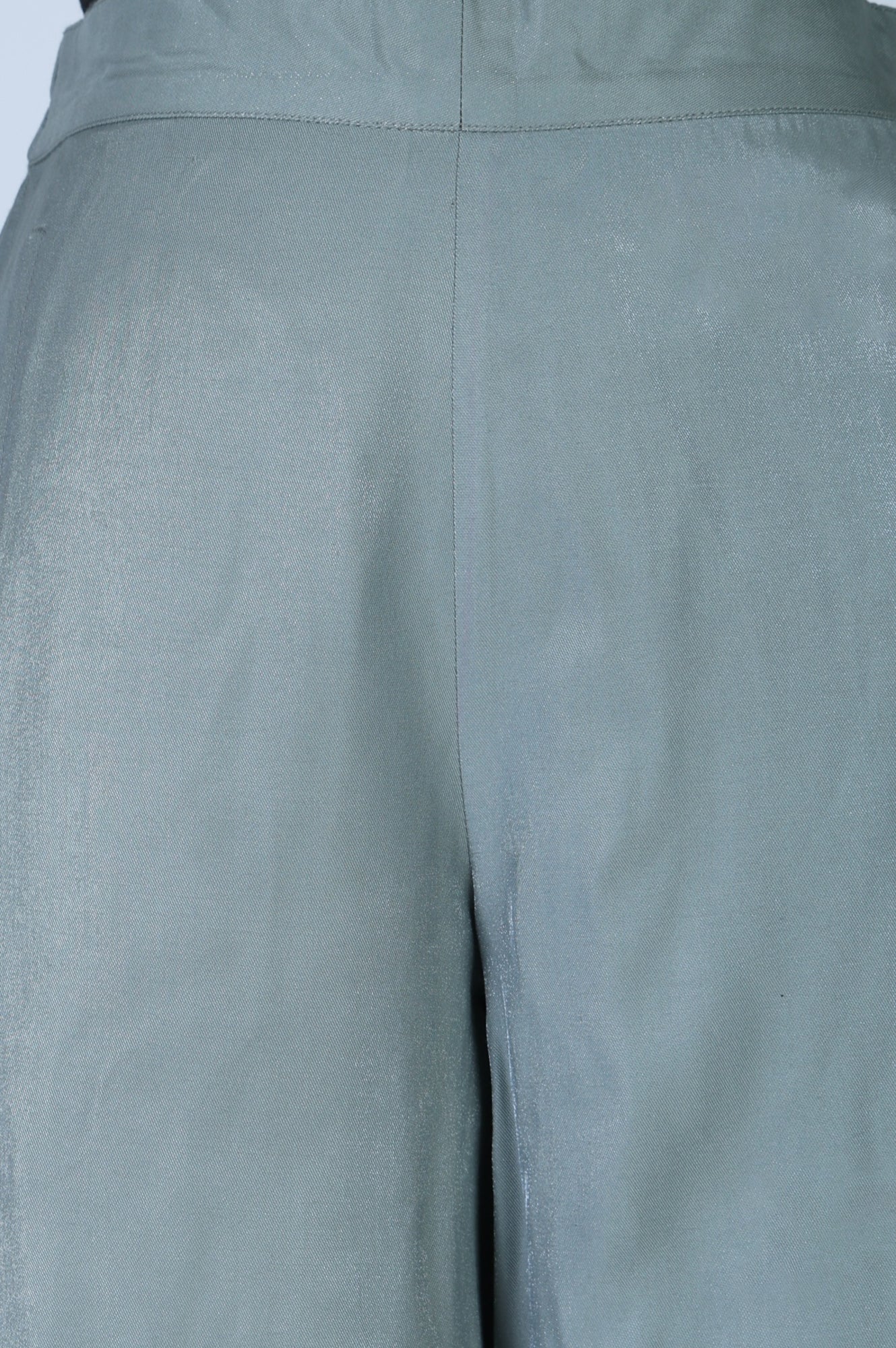 Blue Yarn Dyed Solid Rayon Wide Leg Floor Length High Rise Palazzo
