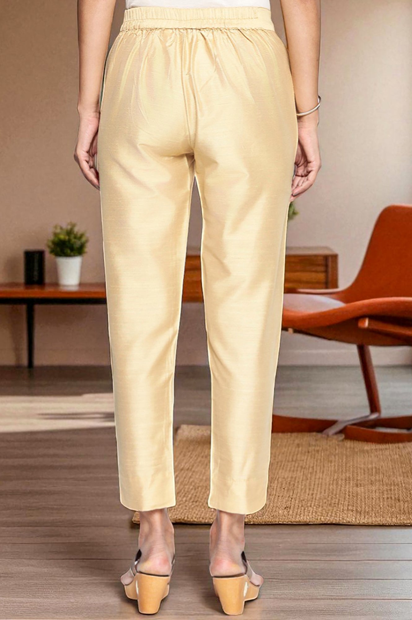 Gold Yarn Dyed Slim Fit Trousers