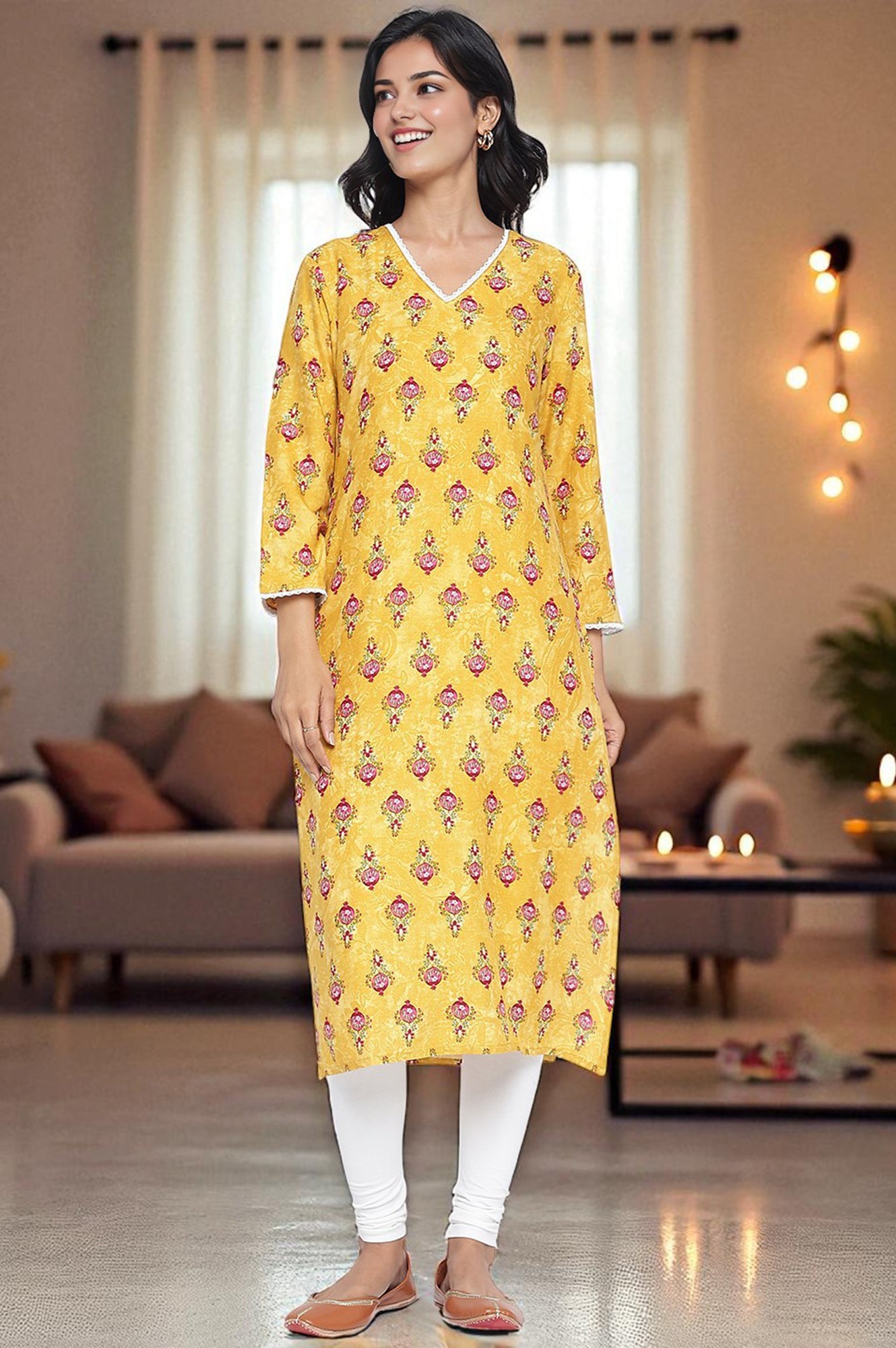 White Solid Cotton Lyrca Tights in Ankle Length