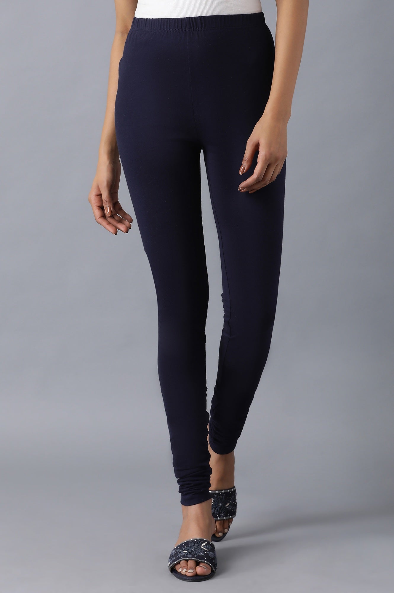 Navy Blue solid Churidar