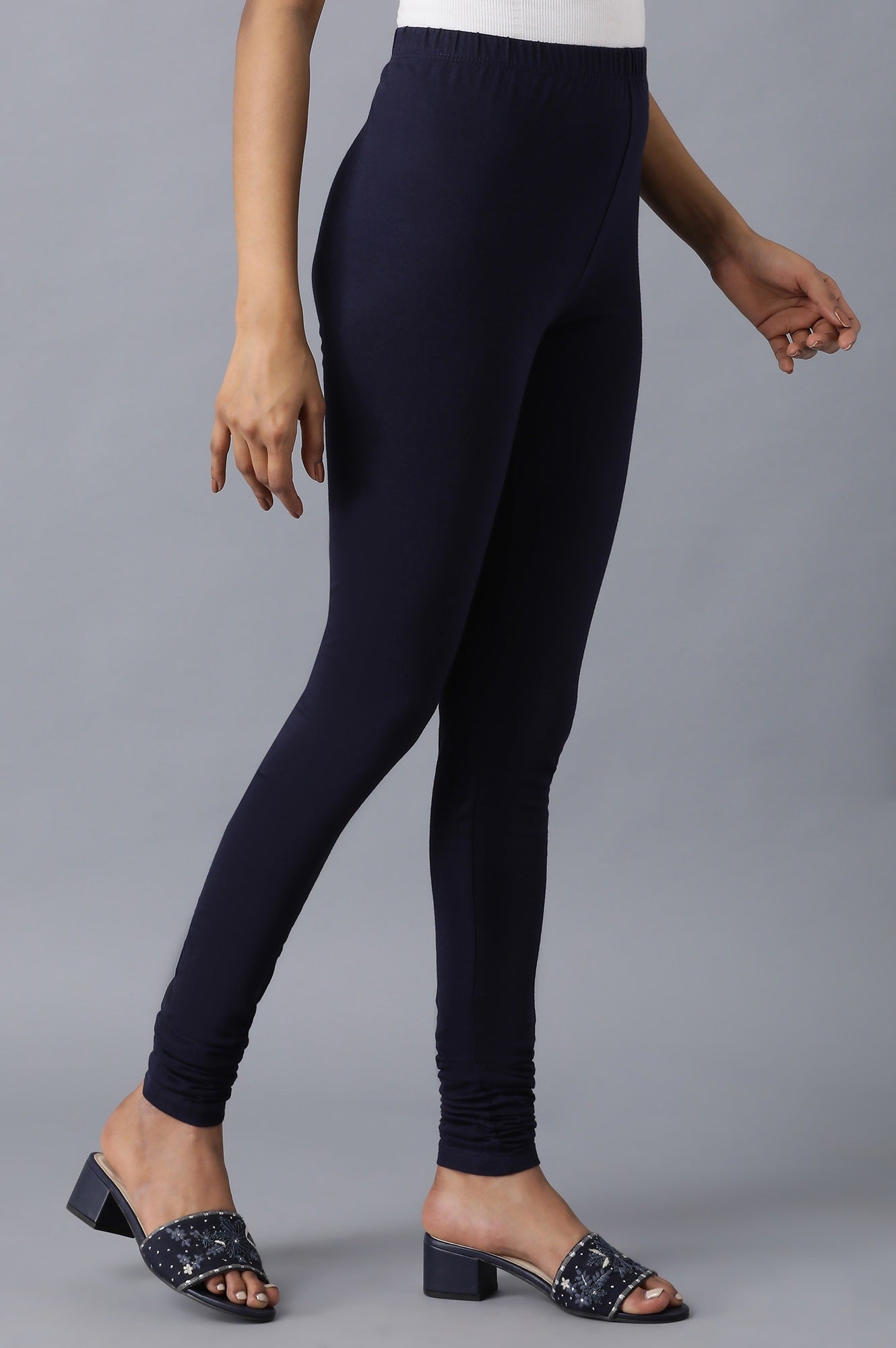 Navy Blue solid Churidar