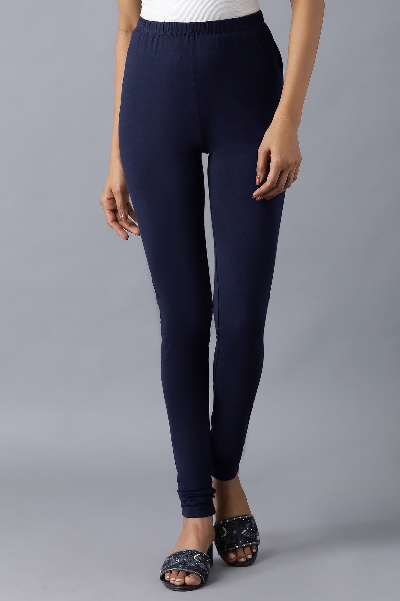 Navy Blue solid Churidar