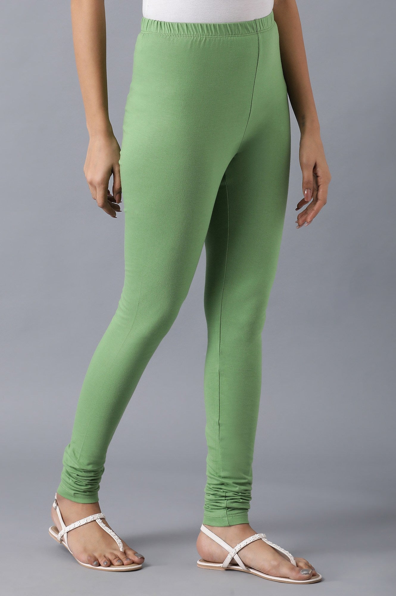 Green knitted churidar