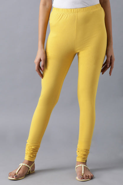 Yellow knitted churidar