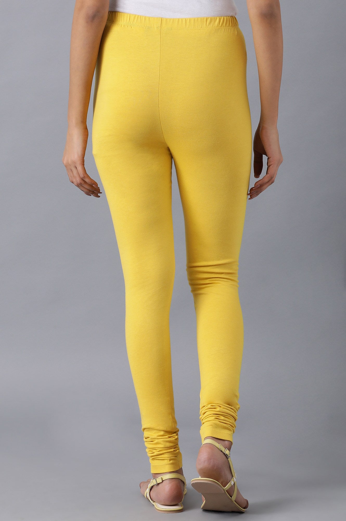 Yellow knitted churidar