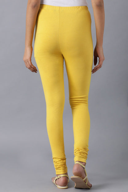 Yellow knitted churidar