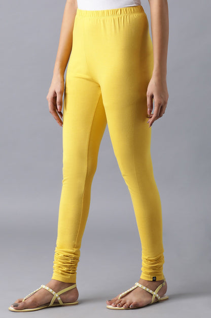 Yellow knitted churidar
