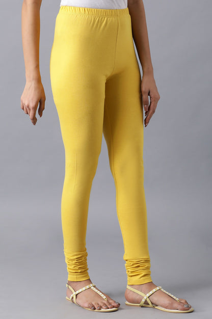 Yellow knitted churidar