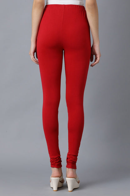 Red knitted Churidar