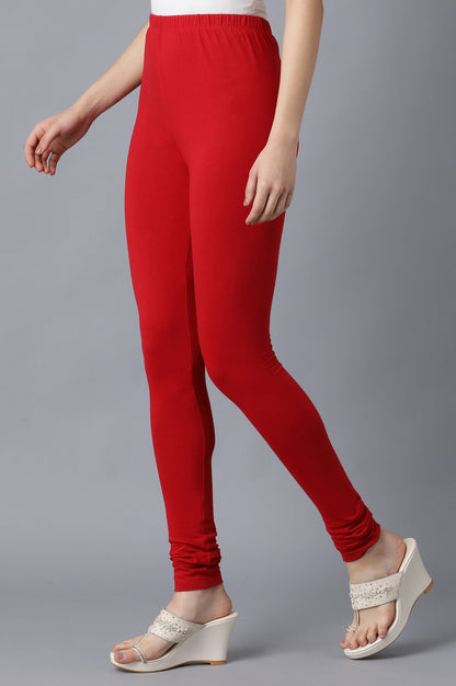 Red knitted Churidar