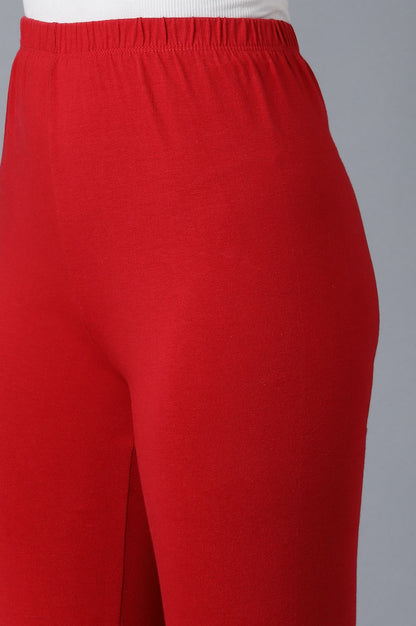 Red knitted Churidar