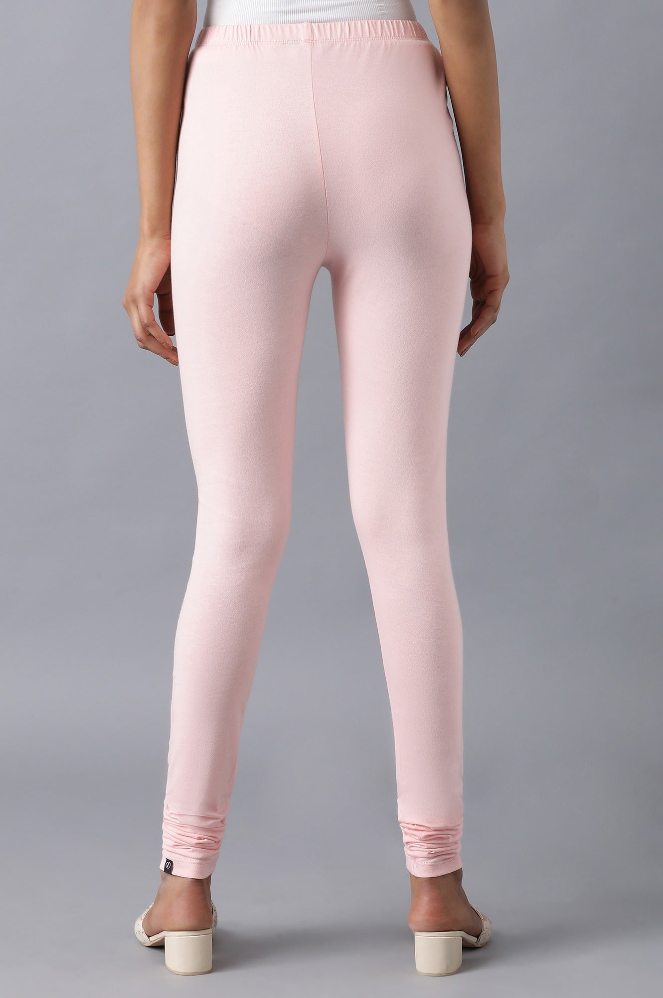 Pink solid churidar