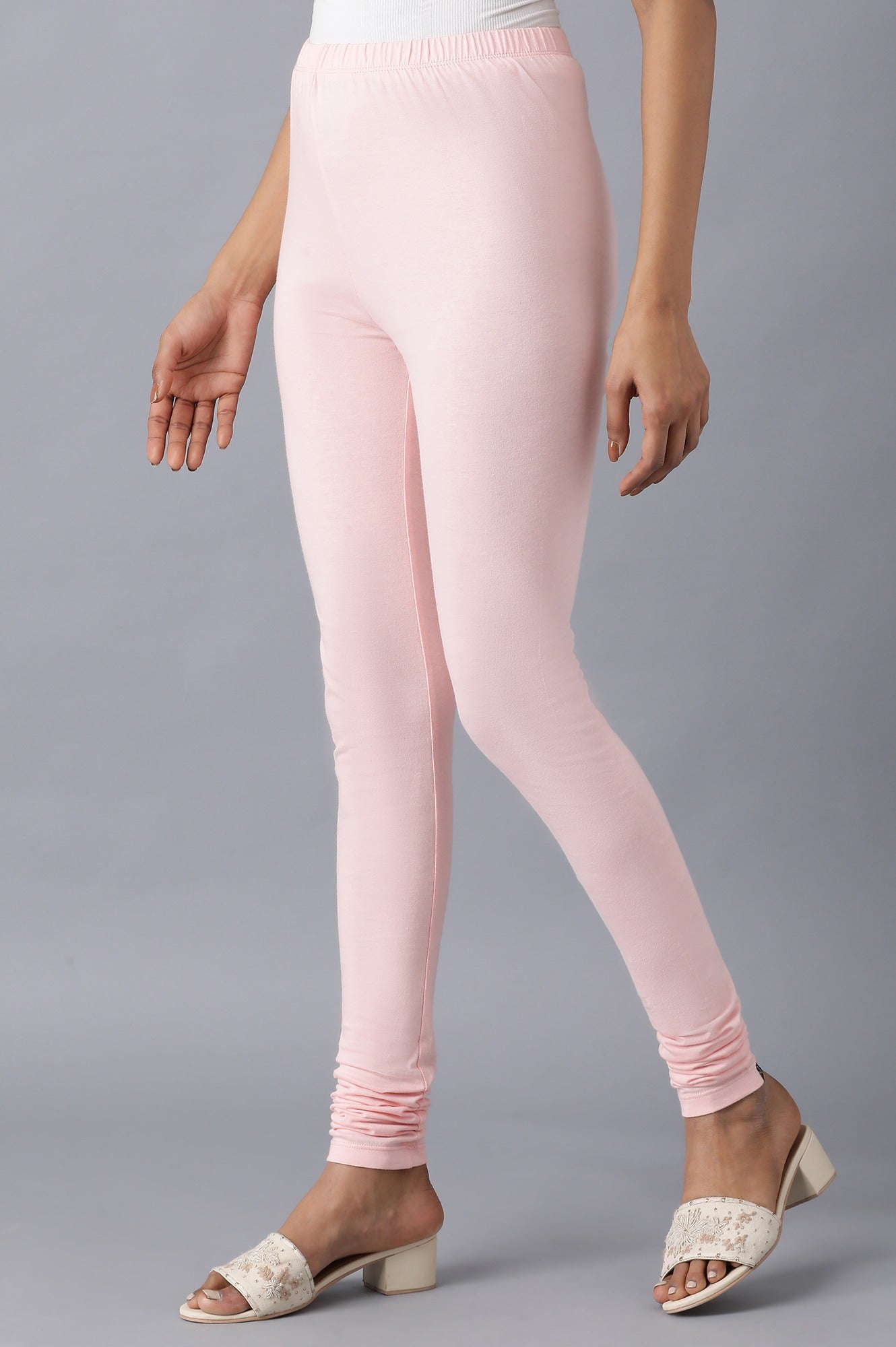 Pink solid churidar