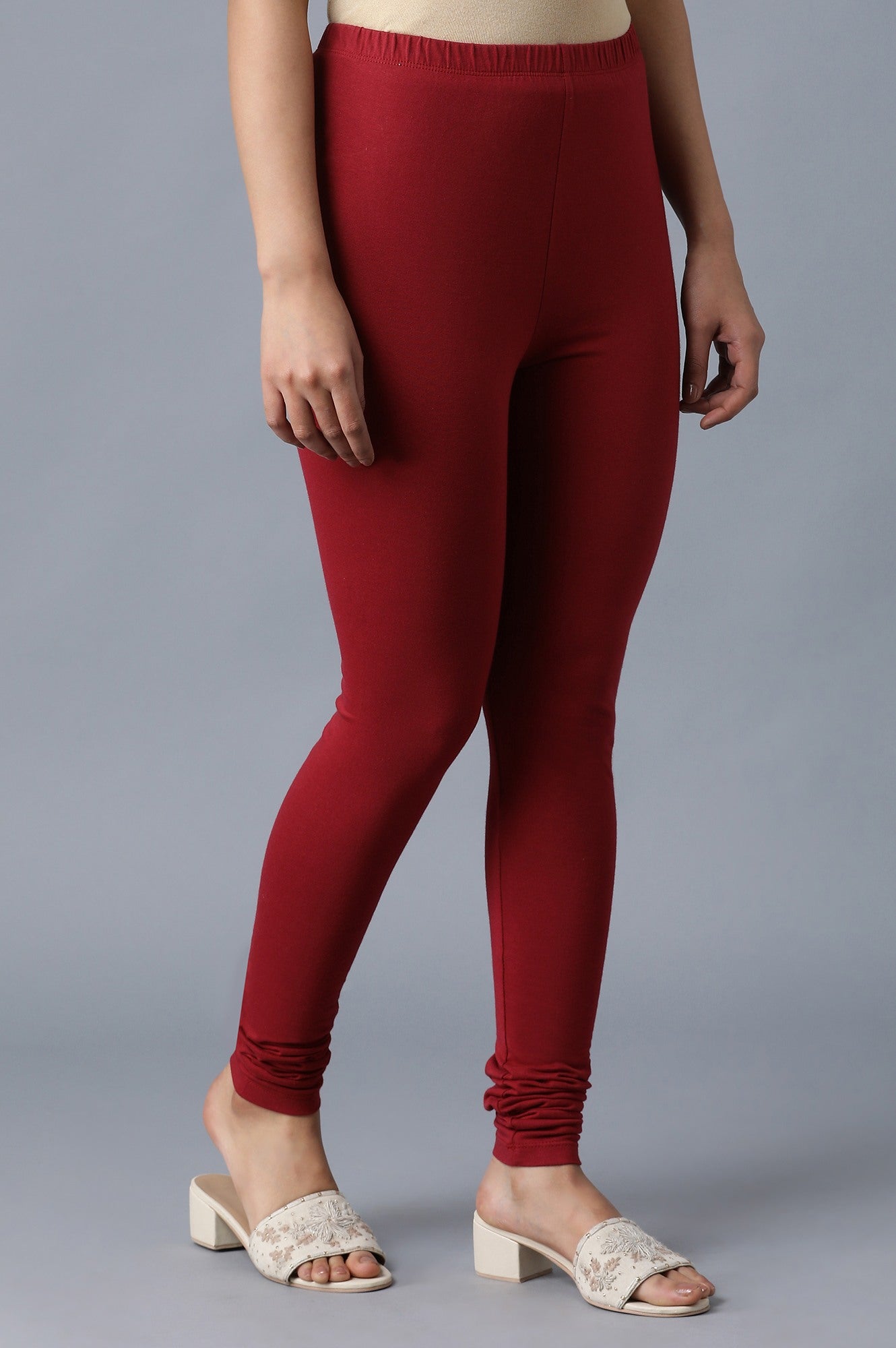 Pink knitted churidar