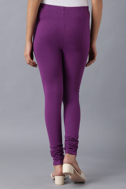 Bright violet knitted churidar