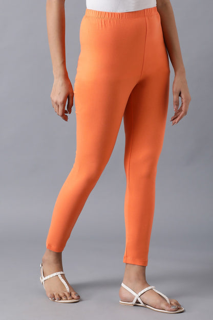 Orange solid tights
