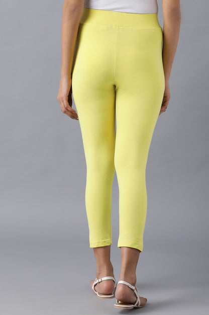 Yellow solid cropped tights