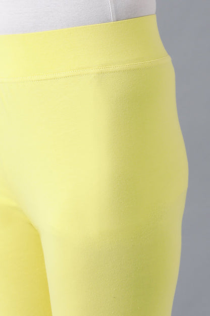 Yellow solid cropped tights