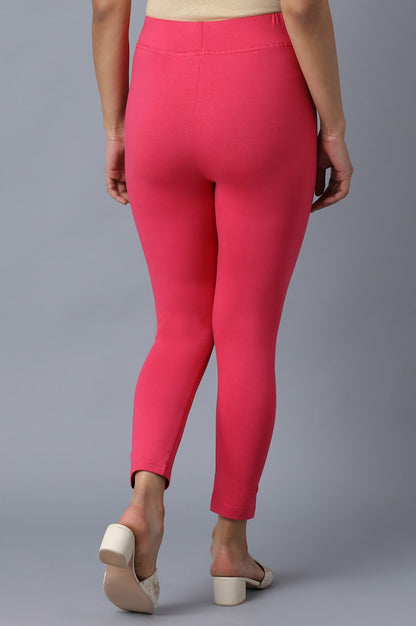Pink solid cropped tights