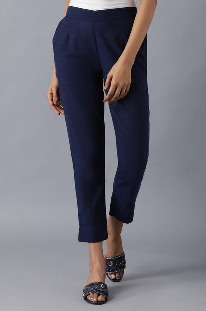 Navy Blue roll-up hem trousers