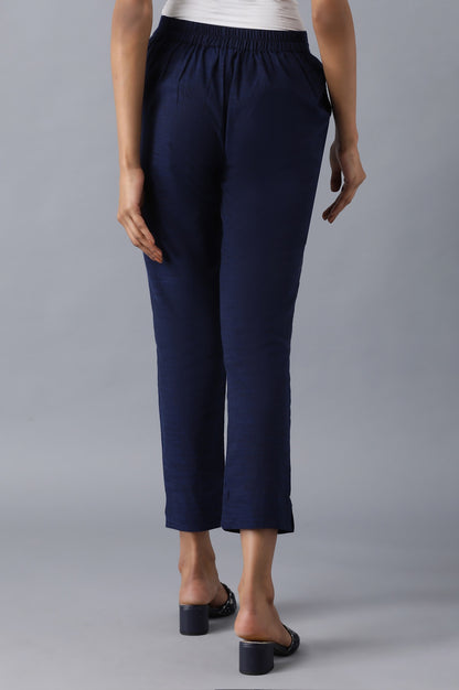 Navy Blue roll-up hem trousers