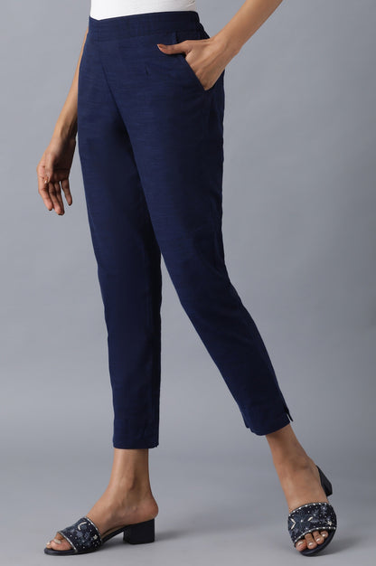 Navy Blue roll-up hem trousers