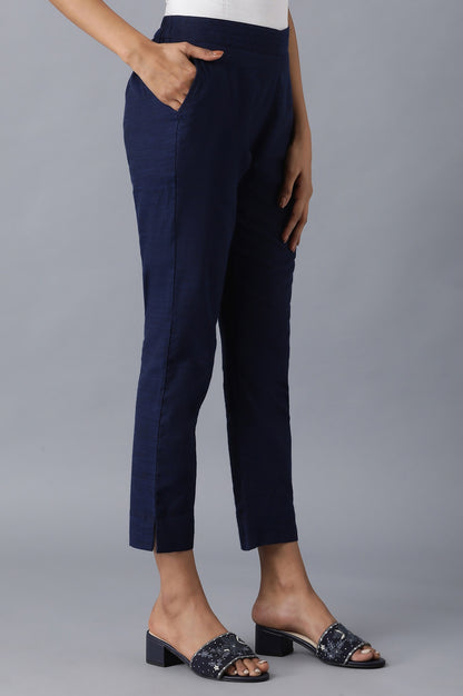 Navy Blue roll-up hem trousers