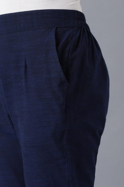 Navy Blue roll-up hem trousers