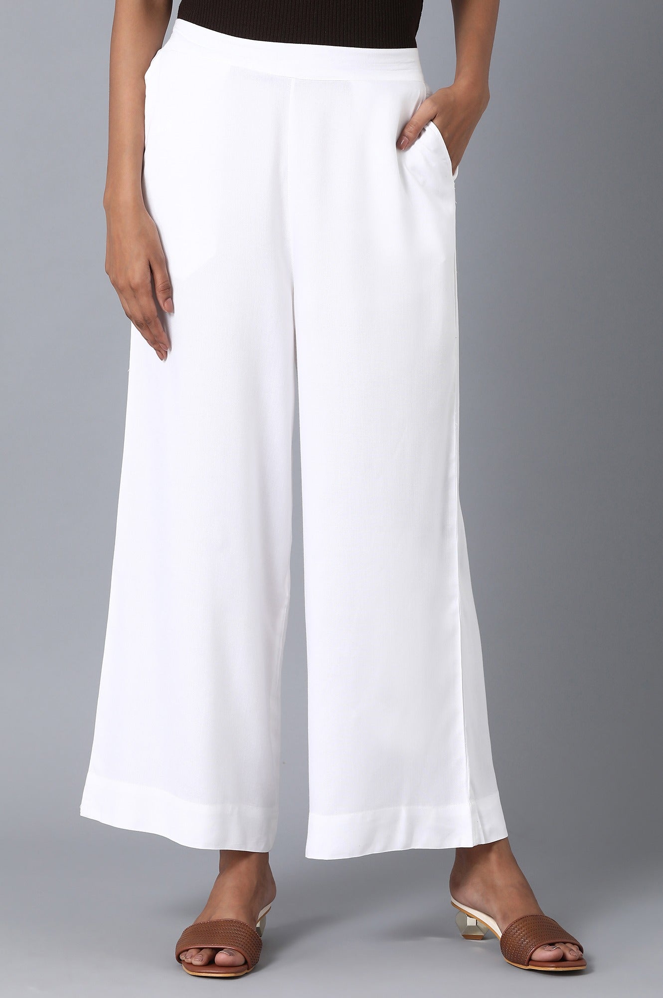 White Loose Fit Palazzo
