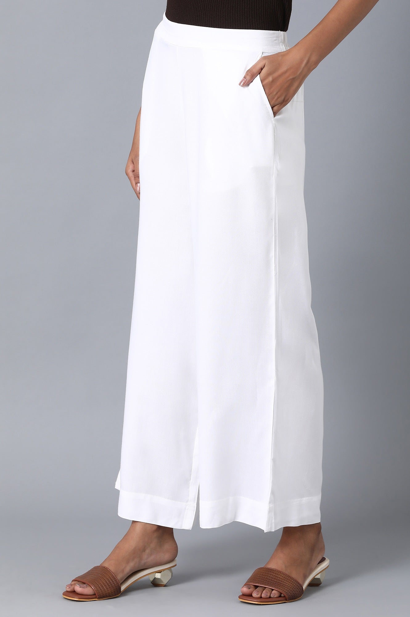 White Loose Fit Palazzo