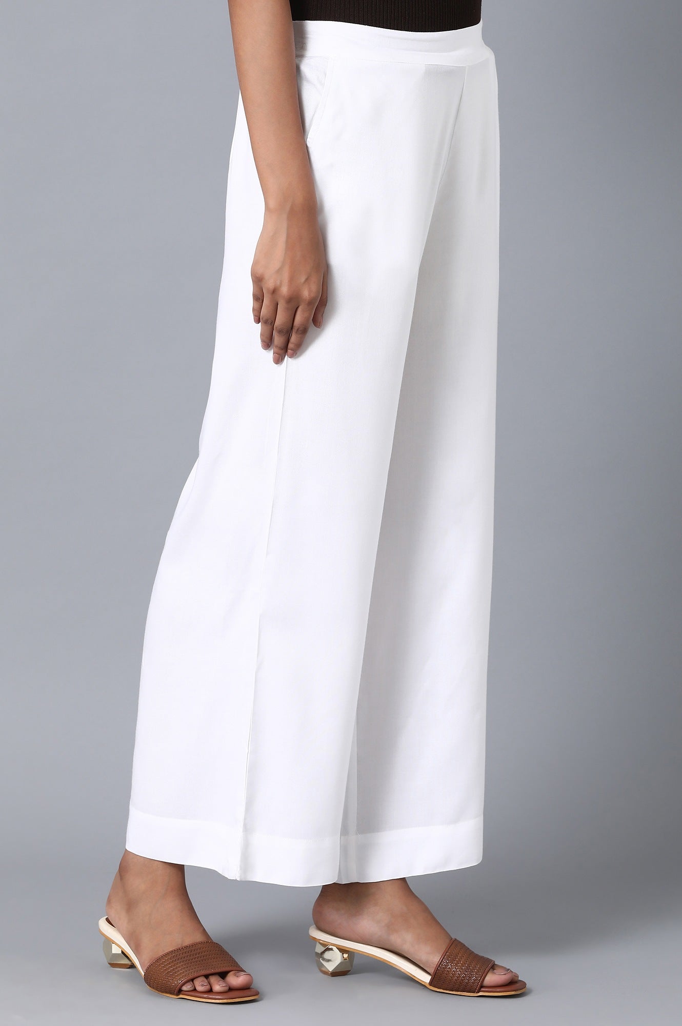 White Loose Fit Palazzo
