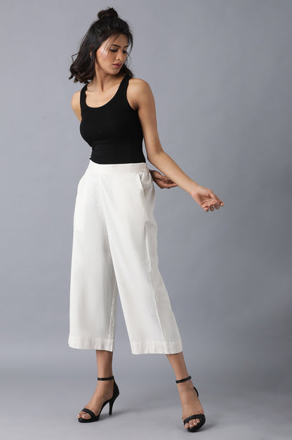White Cotton Solid Culottes