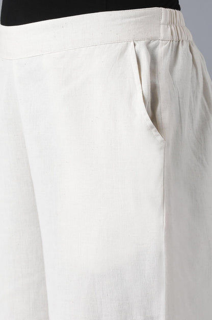 White Cotton Solid Culottes