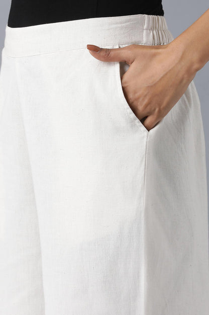 White Cotton Solid Culottes