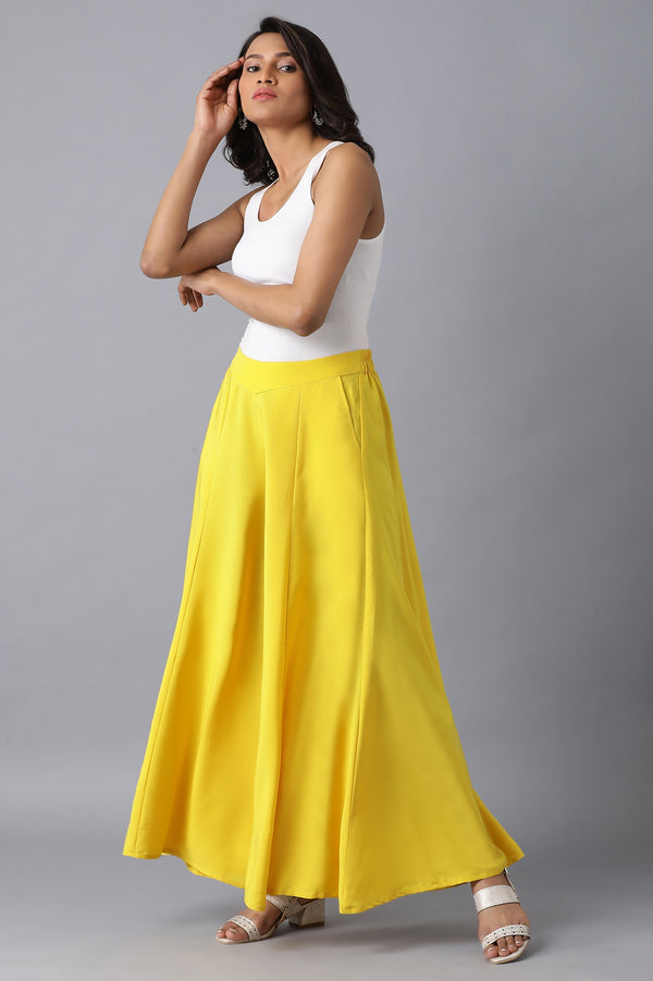 Gold Solid Flared Palazzo